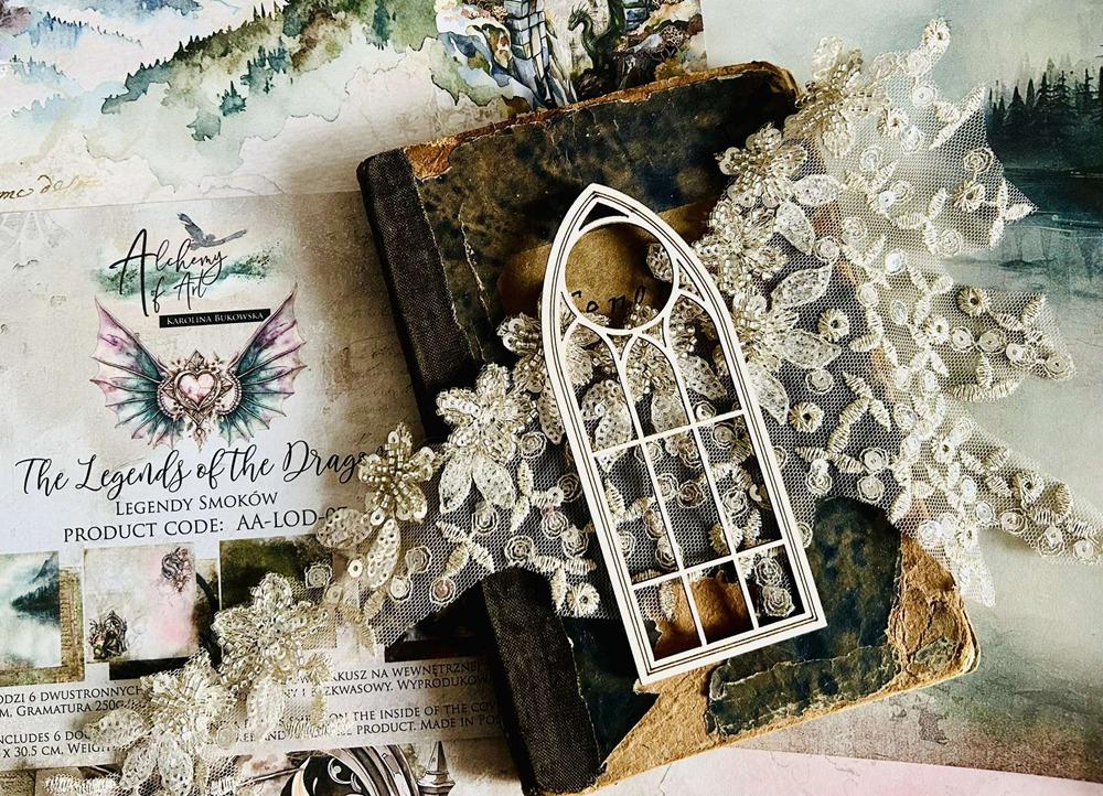 Chipboard Small Window, The Legends Of The Dragons, 12,5x5cm