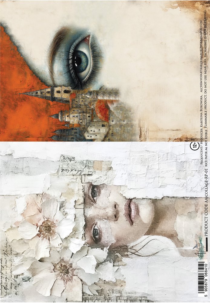 Rice paper 1, Collage, A4 (21x29,7cm) 25-30g Rice paper 1, Collage, A4 (21x29,7cm) 25-30g