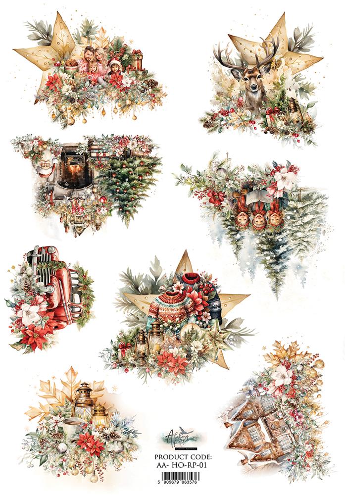 Rice paper 1, Ho Ho Ho, A4 (21x29,7cm) 25-30g Rice paper 1, Ho Ho Ho, A4 (21x29,7cm) 25-30g