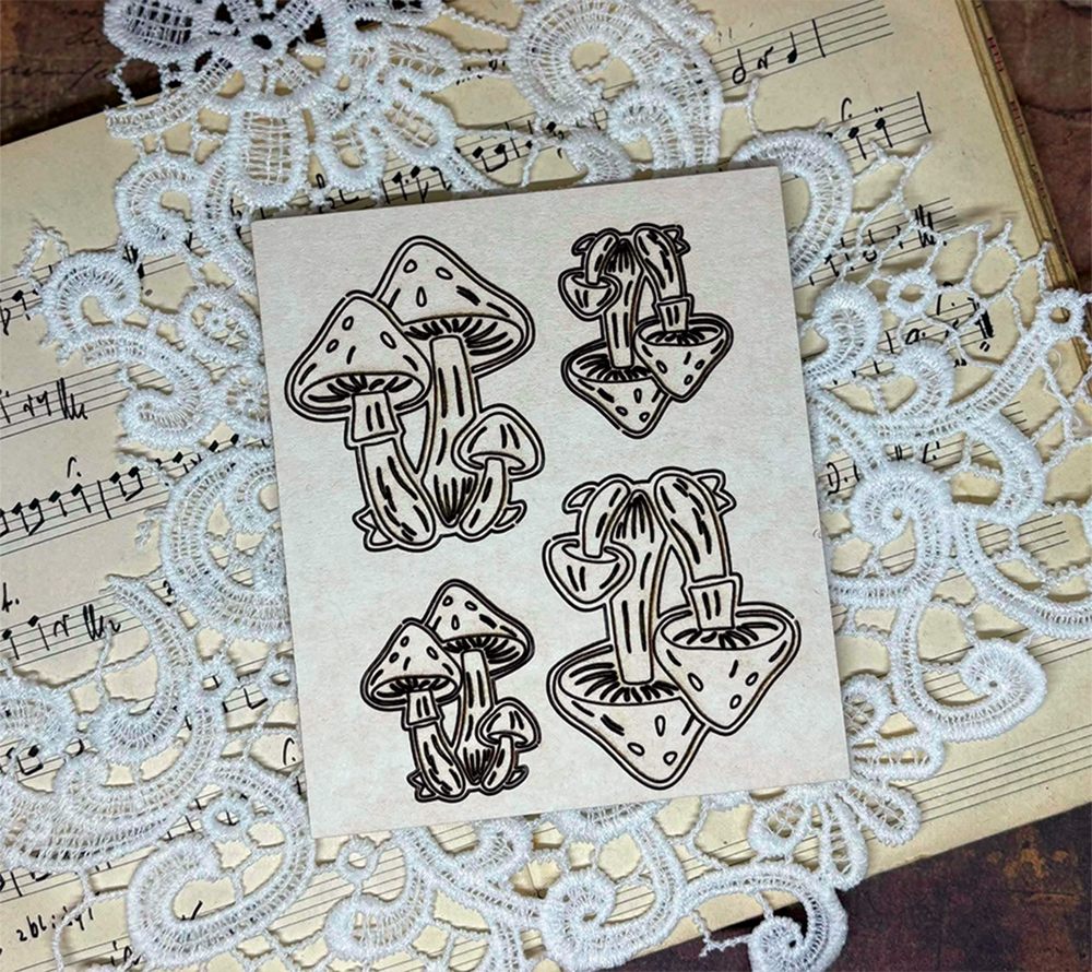 Chipboard Toadstools, Lovely Autumn, 17x12,5cm