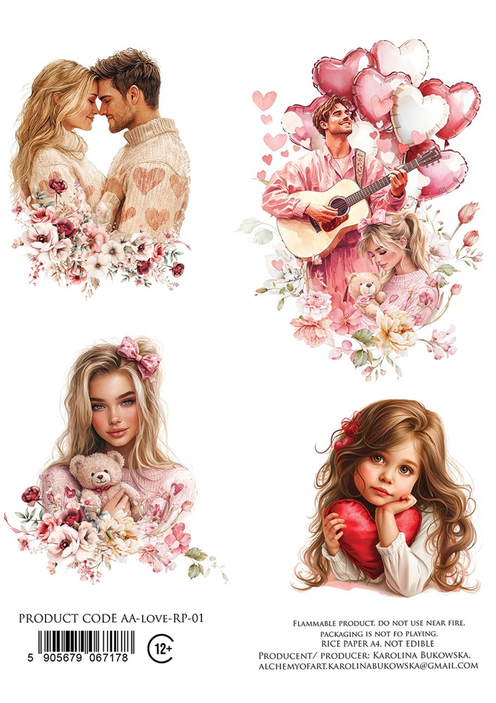 Rice paper Love, In Silence, A4 (21x29,7cm) 25-30g Rice paper Love, In Silence, A4 (21x29,7cm) 25-30g