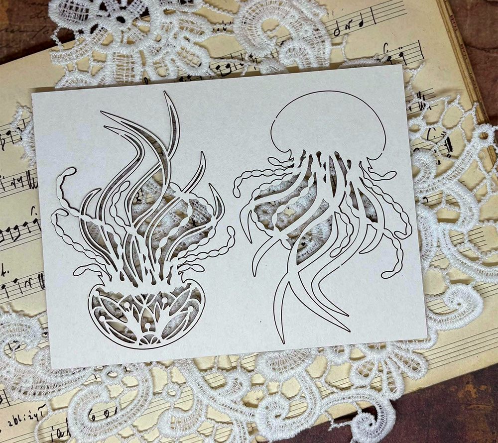 Chipboard Jellyfish, Ocean Blue, 17x12,5cm, 2 layers