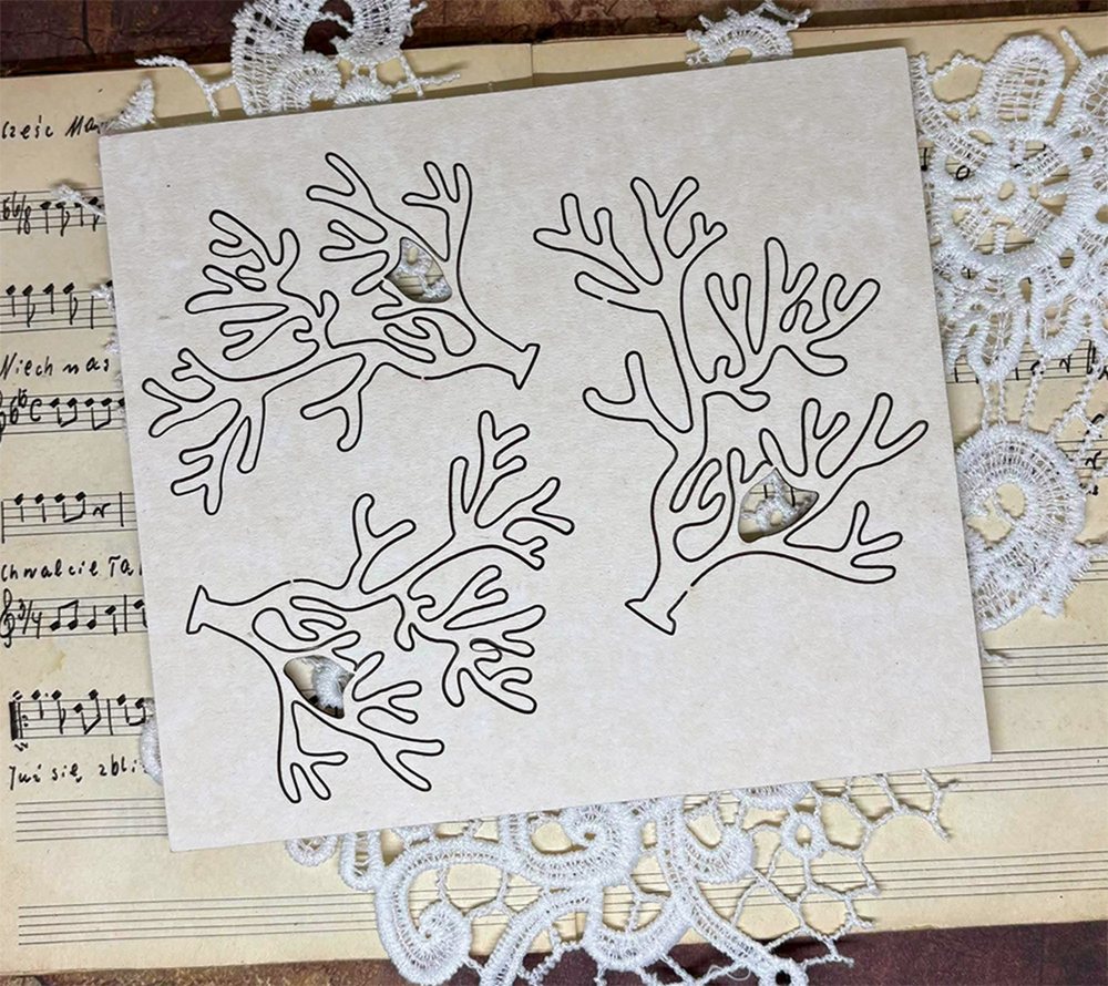 Chipboard Corals, Ocean Blue, 17x12,5cm, 2 layers
