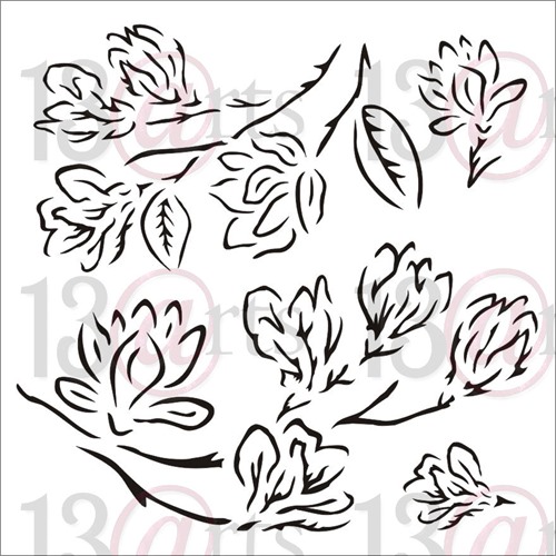 Stencil Magnolia Tree - Magnolia Dreams, 15x15 cm thickness 1 mm