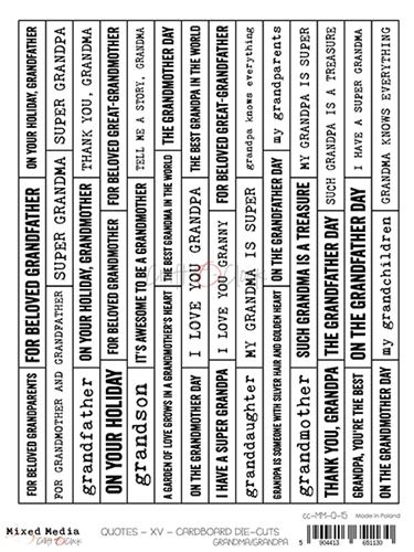 Cardboard die-cuts 15, 20x15x0,2cm Inscriptions Grandma/Grandpa ENG, Mixed Media, pre-cut