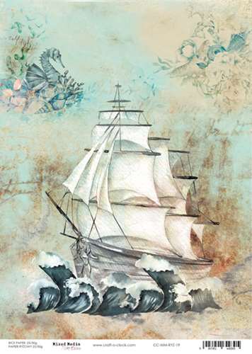 Rice paper A4 (21x29,7cm) Ocean Deep 1, Mixed Media, 25/30g