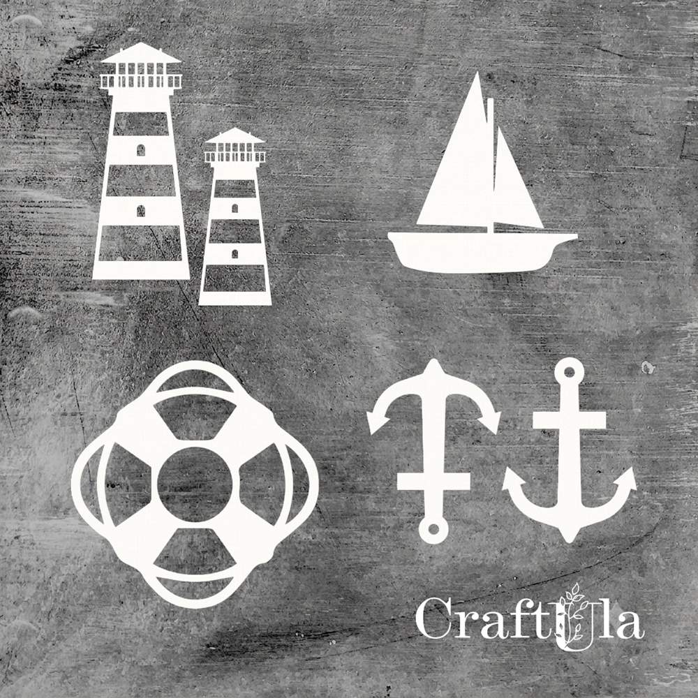 Set of Chipboard Seaside 4 (largest 12,5x5x0,15cm)