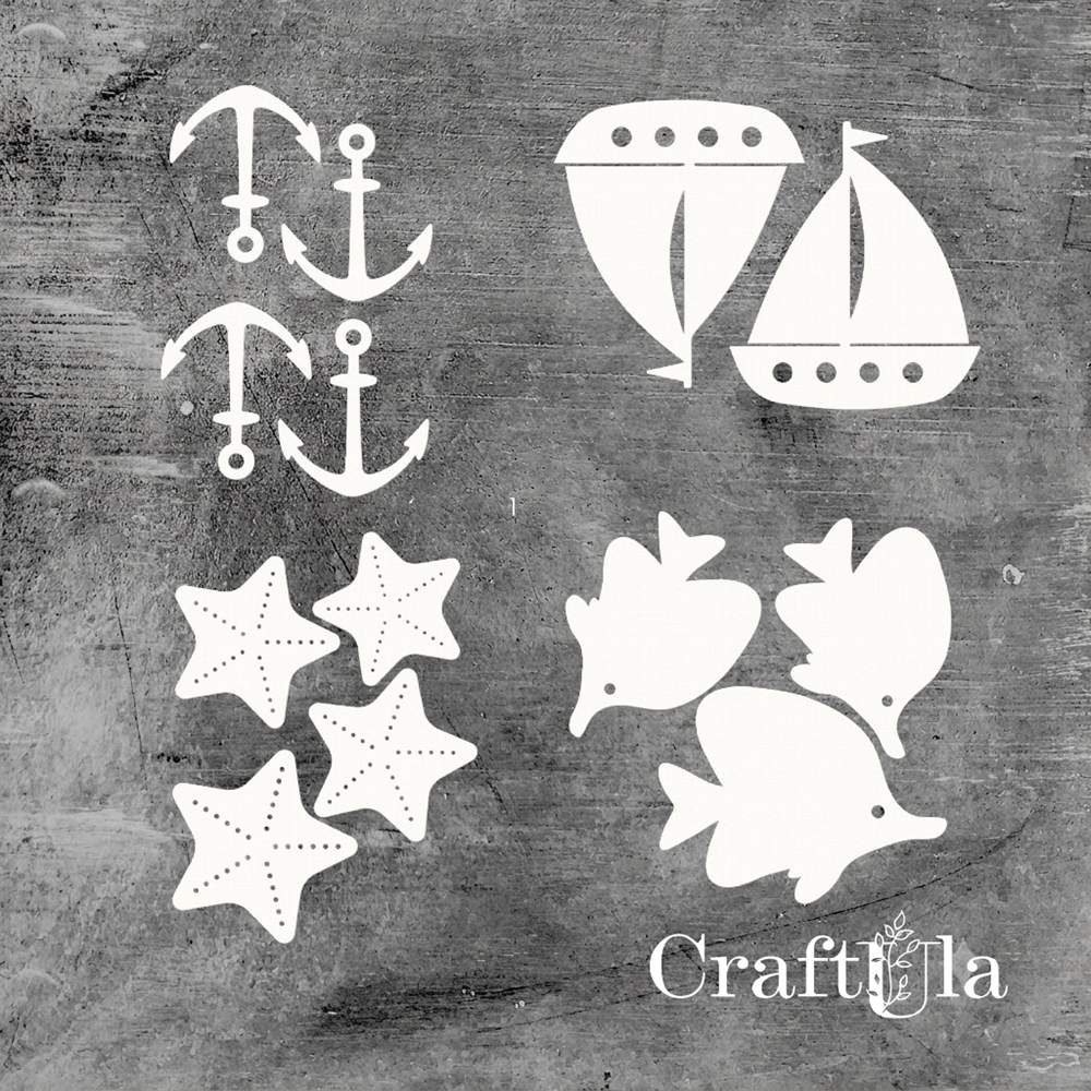 Set of Chipboard Seaside 5 (largest 6x6x0,15cm)