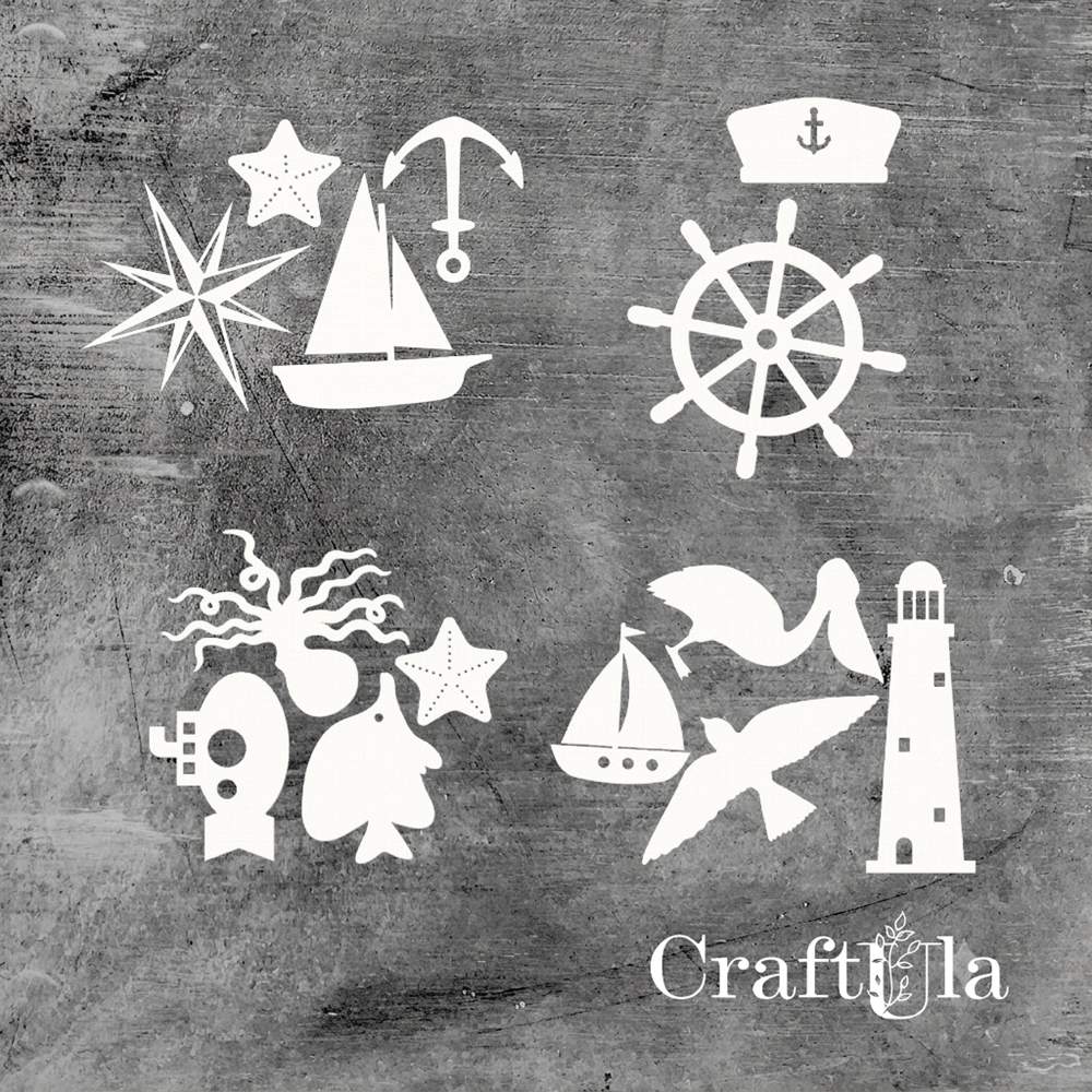 Set of Chipboard Seaside 2 (largest 6x8x0,15cm)