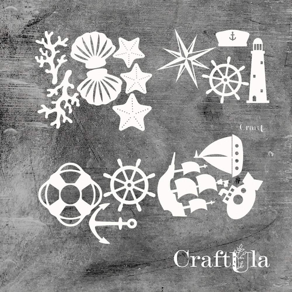 Set of Chipboard Seaside 7 (largest 6x8x0,15cm)