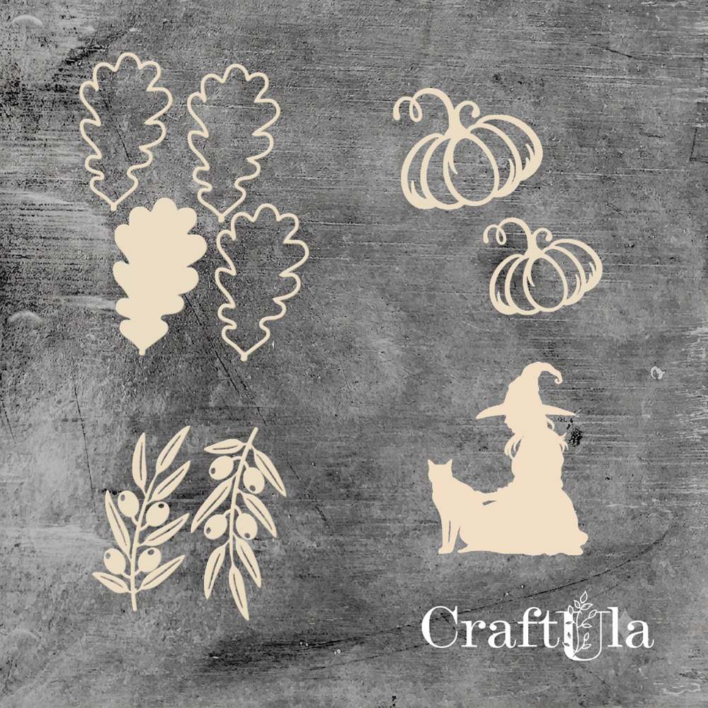 Set of Chipboard the Witch with a shaker 2 ( largest 8x5x0,15cm)
