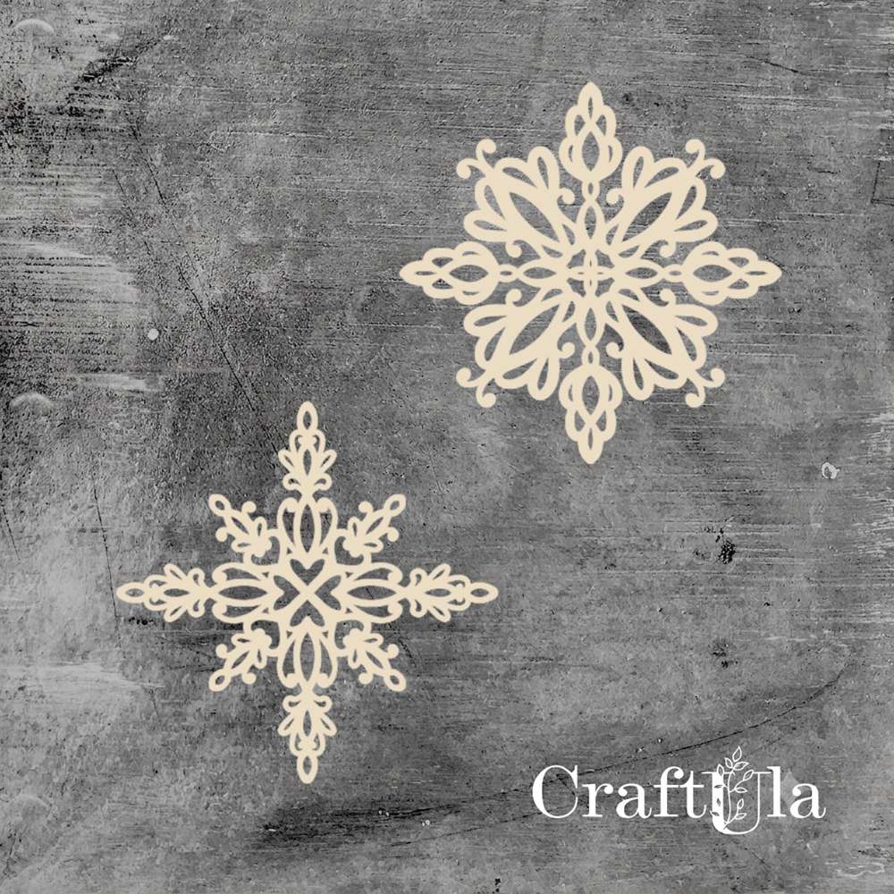 Set of Chipboard Snowflakes 0925-26 (dia 13,5cm each) Set of Chipboard Snowflakes 0925-26 (dia 13,5cm each)