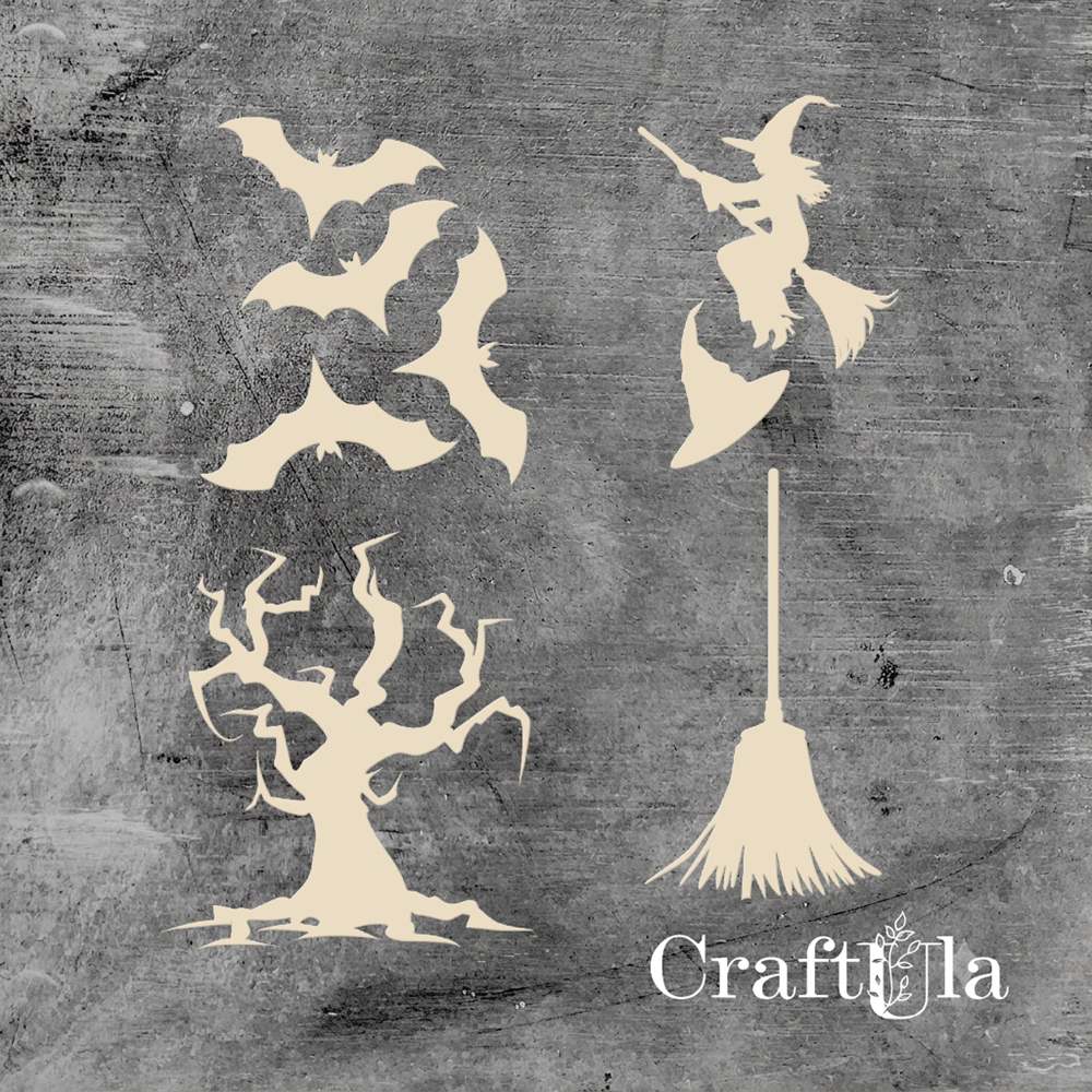 Set of Chipboard the Witch 2 ( largest 8x9x0,15cm)