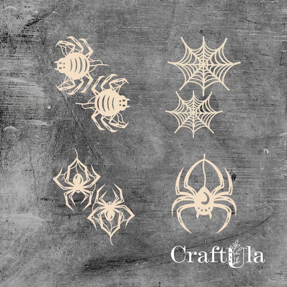 Set of Chipboard the Spiders 1 ( largest 7x5,5x0,15cm) Set of Chipboard the Spiders 1 ( largest 7x5,5x0,15cm)