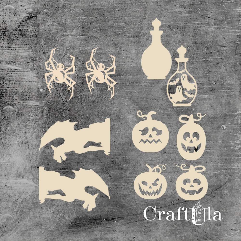 Set of Chipboard the Halloween 5 ( largest 6x4x0,15cm)