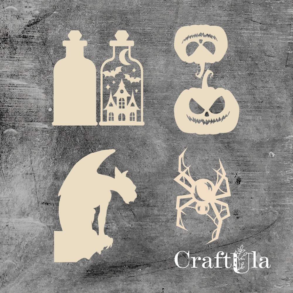 Set of Chipboard the Halloween 4 ( largest 8x6x0,15cm)
