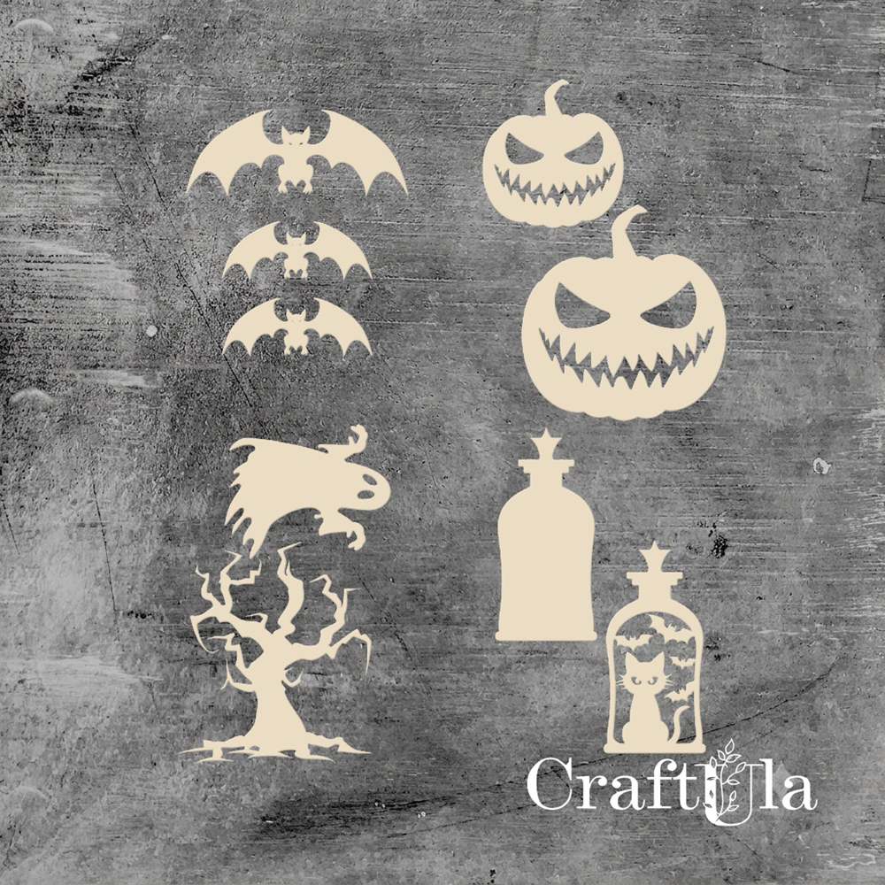 Set of Chipboard the Halloween 6 ( largest 6x5x0,15cm)