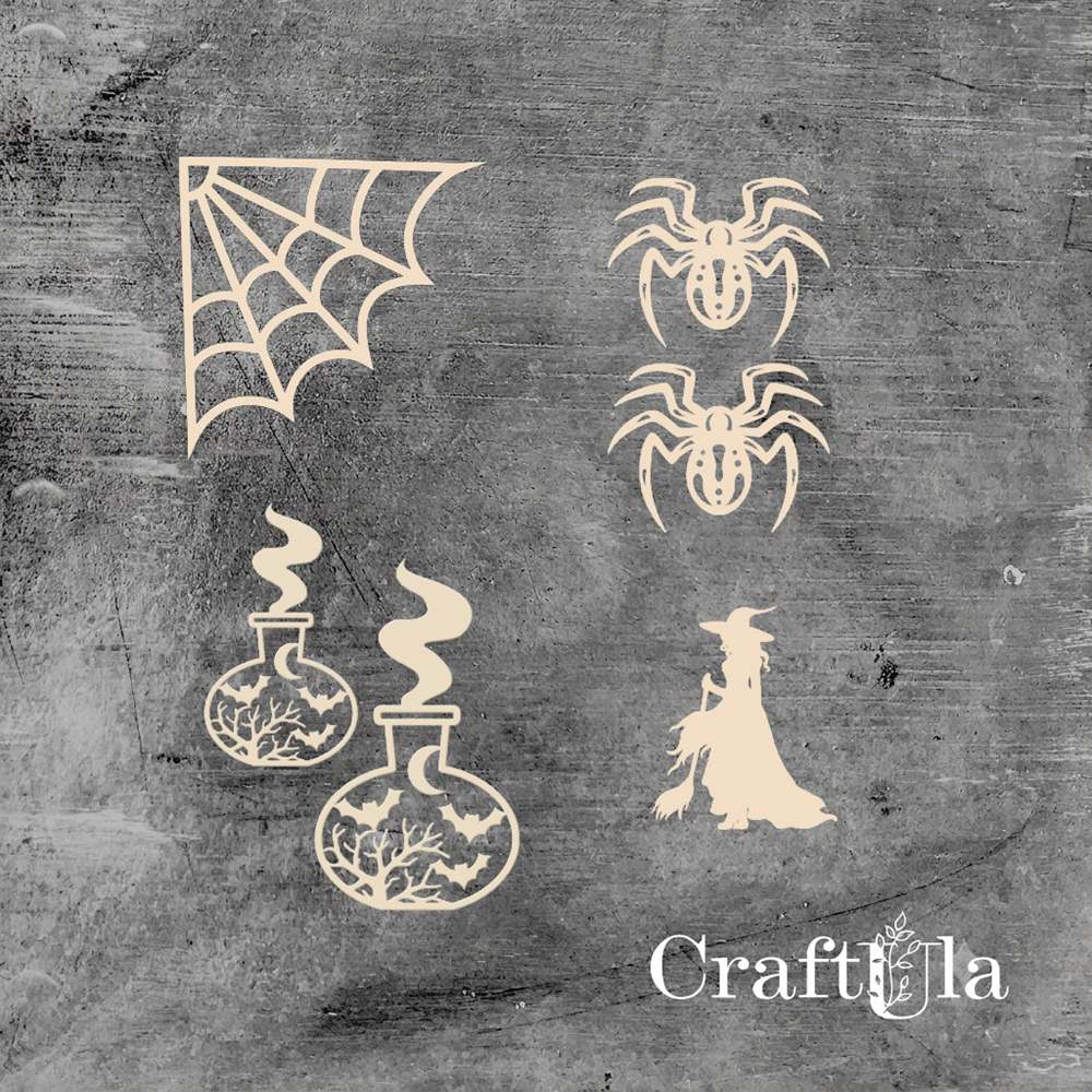 Set of Chipboard the Witch 7 ( largest 8x4x0,15cm)