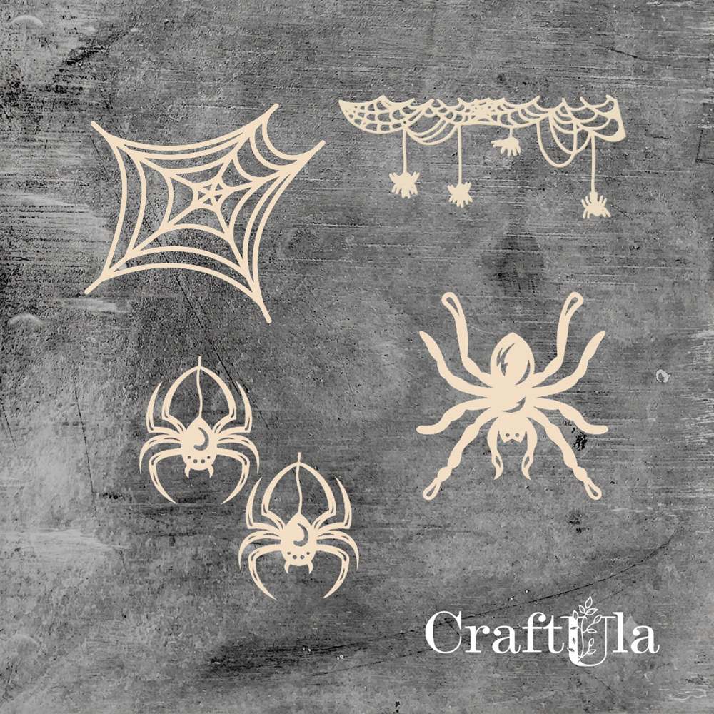 Set of Chipboard the Spiders 4 ( largest 9x4x0,15cm)