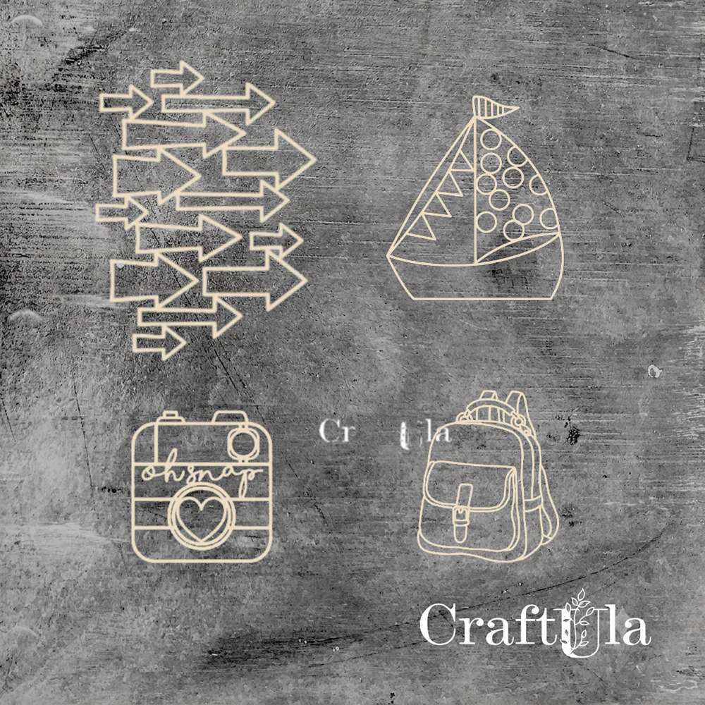 Set of Chipboard Holidays Small (4 pcs, largest 9x7x0,15cm)