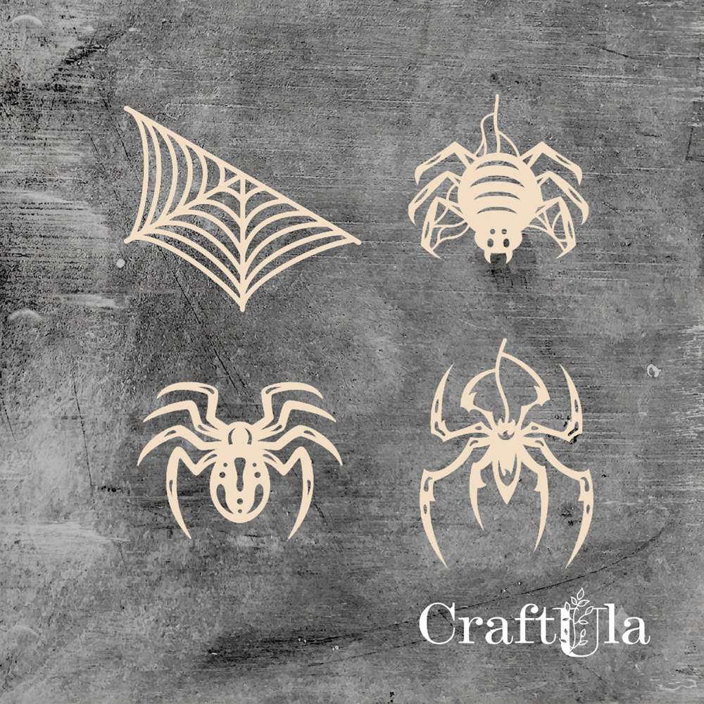 Set of Chipboard the Spiders 5 ( each around 6x6,15cm)