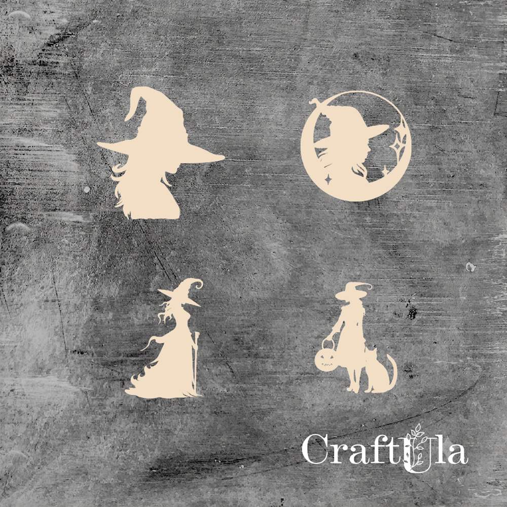 Set of Chipboard the Witch 9 ( each around 5,5x5,5x0,15cm)
