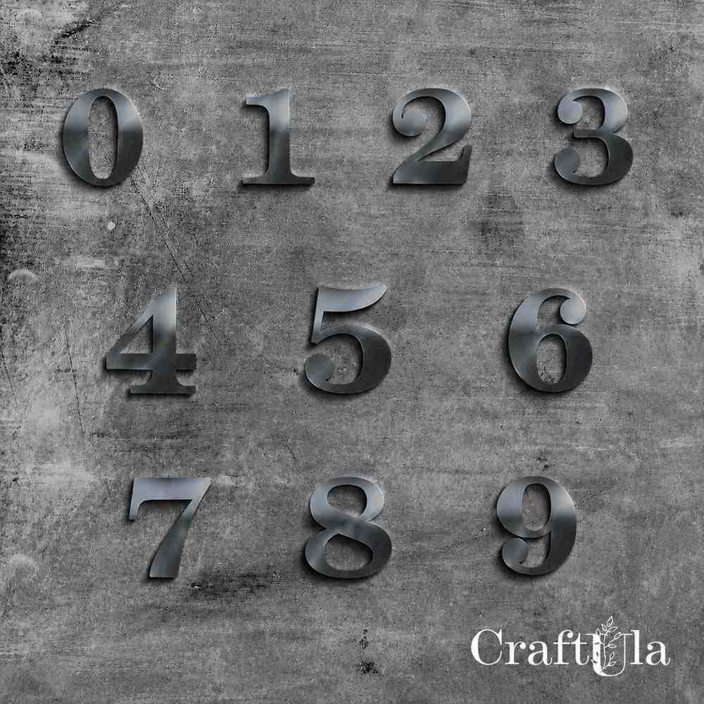 Set of mirrored silver plexiglass numbers 0-9 ((10 pcs, 4x5cm)