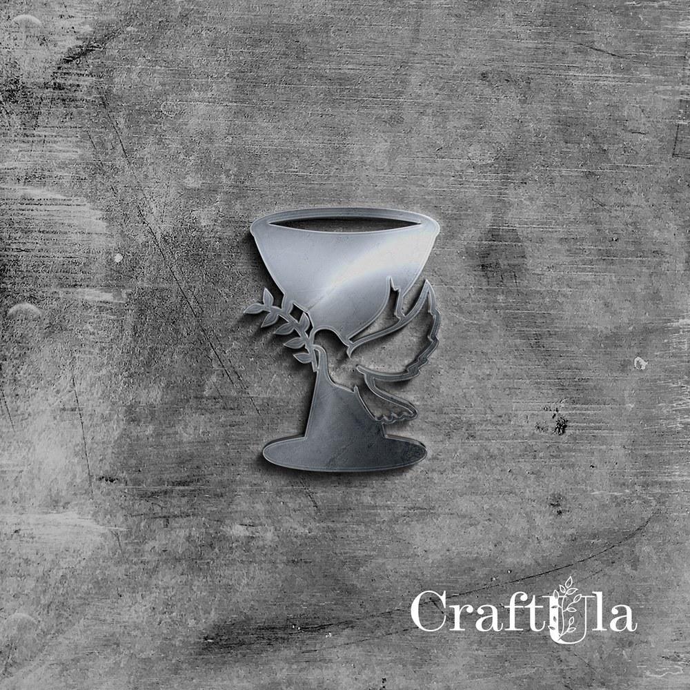Mirrored silver plexiglass Communion chalice 61 (2 pcs, 3x7cm)