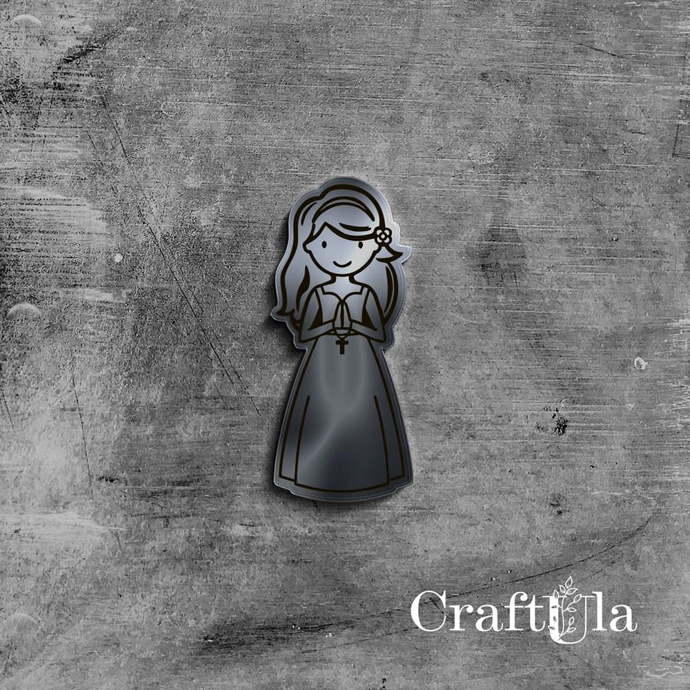 Mirrored silver plexiglass Communion girl 90 (1 pcs, 3x7,5cm) Mirrored silver plexiglass Communion girl 90 (1 pcs, 3x7,5cm)