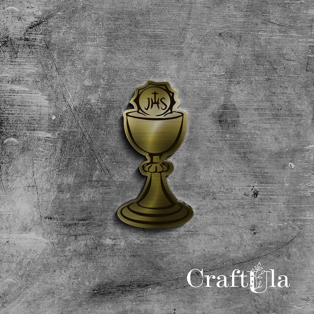Mirrored gold plexiglass Communion chalice 93 (2 pcs, 3x7cm)