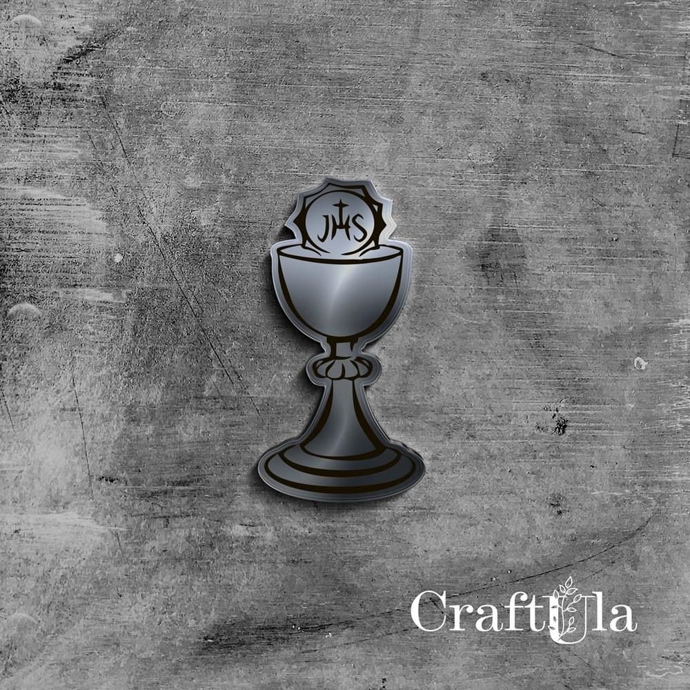 Mirrored silver plexiglass Communion chalice 93 (2 pcs, 3x7cm)