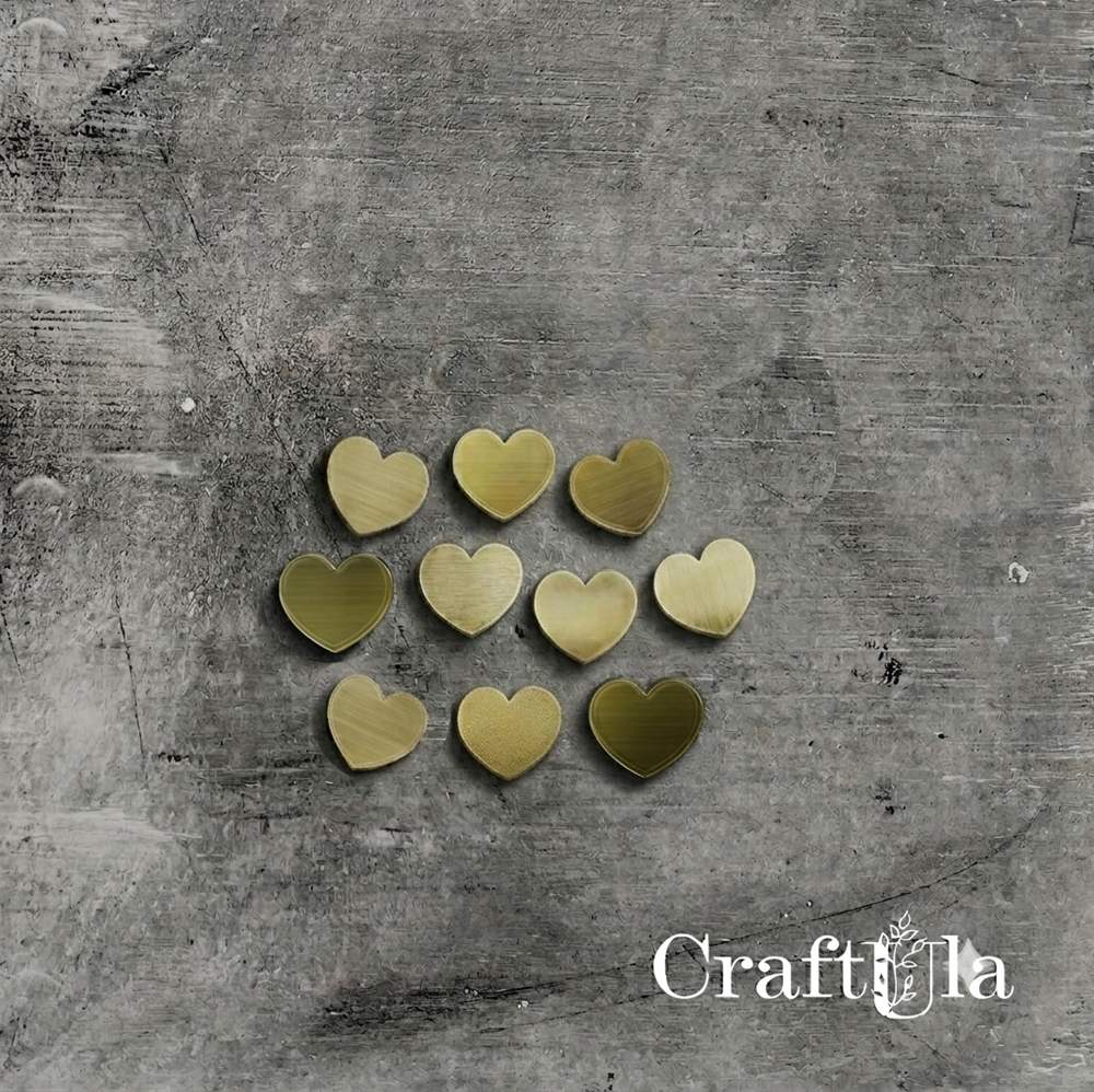 Mirrored gold plexiglass Mini Hearts (10 pcs, 1,5x1,5cm)