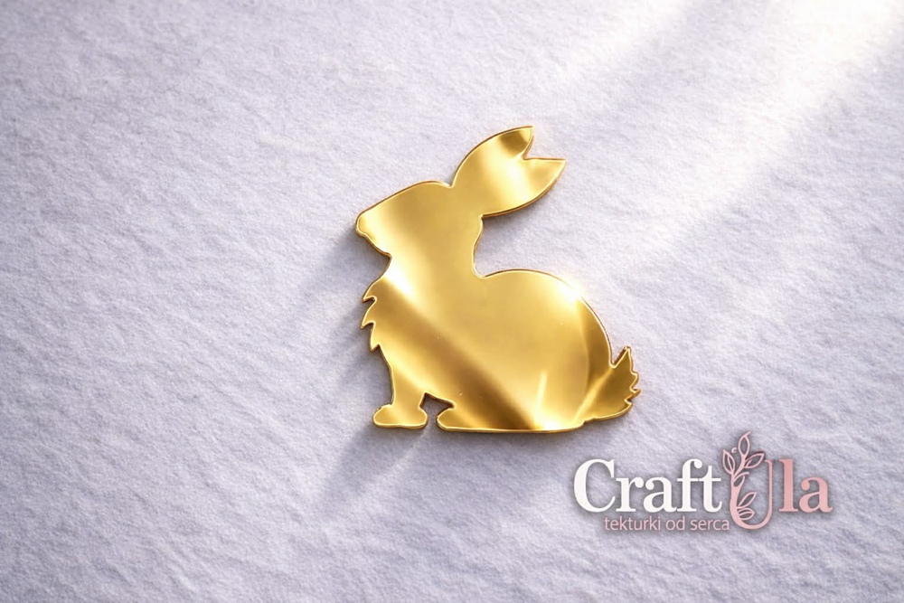 Mirrored gold plexiglass Bunny (2 pcs,4,8x4,5cm)