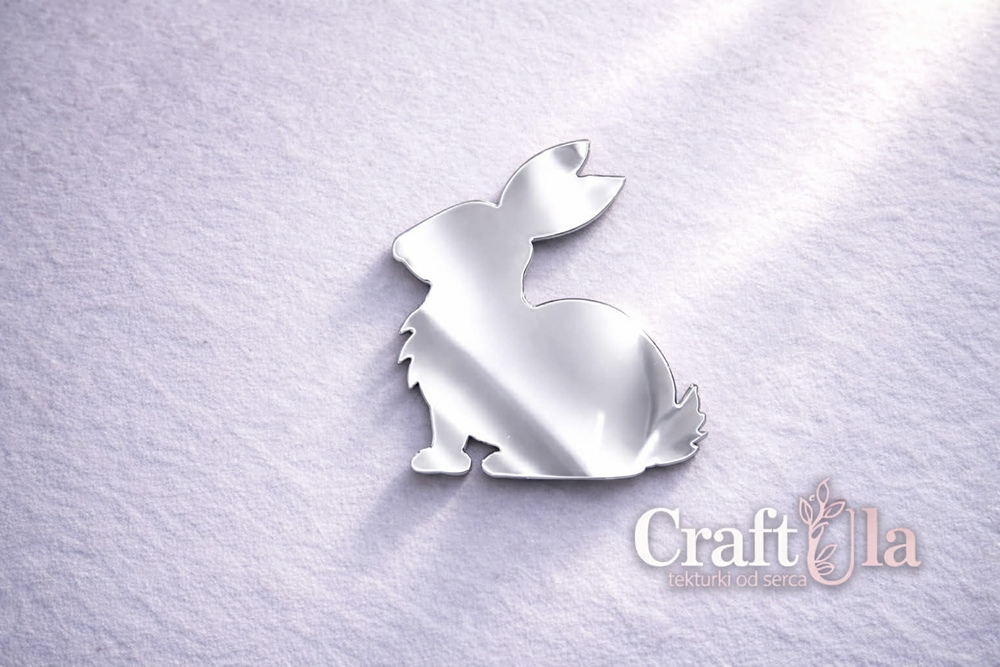 Mirrored silver plexiglass Bunny (2 pcs,4,8x4,5cm)