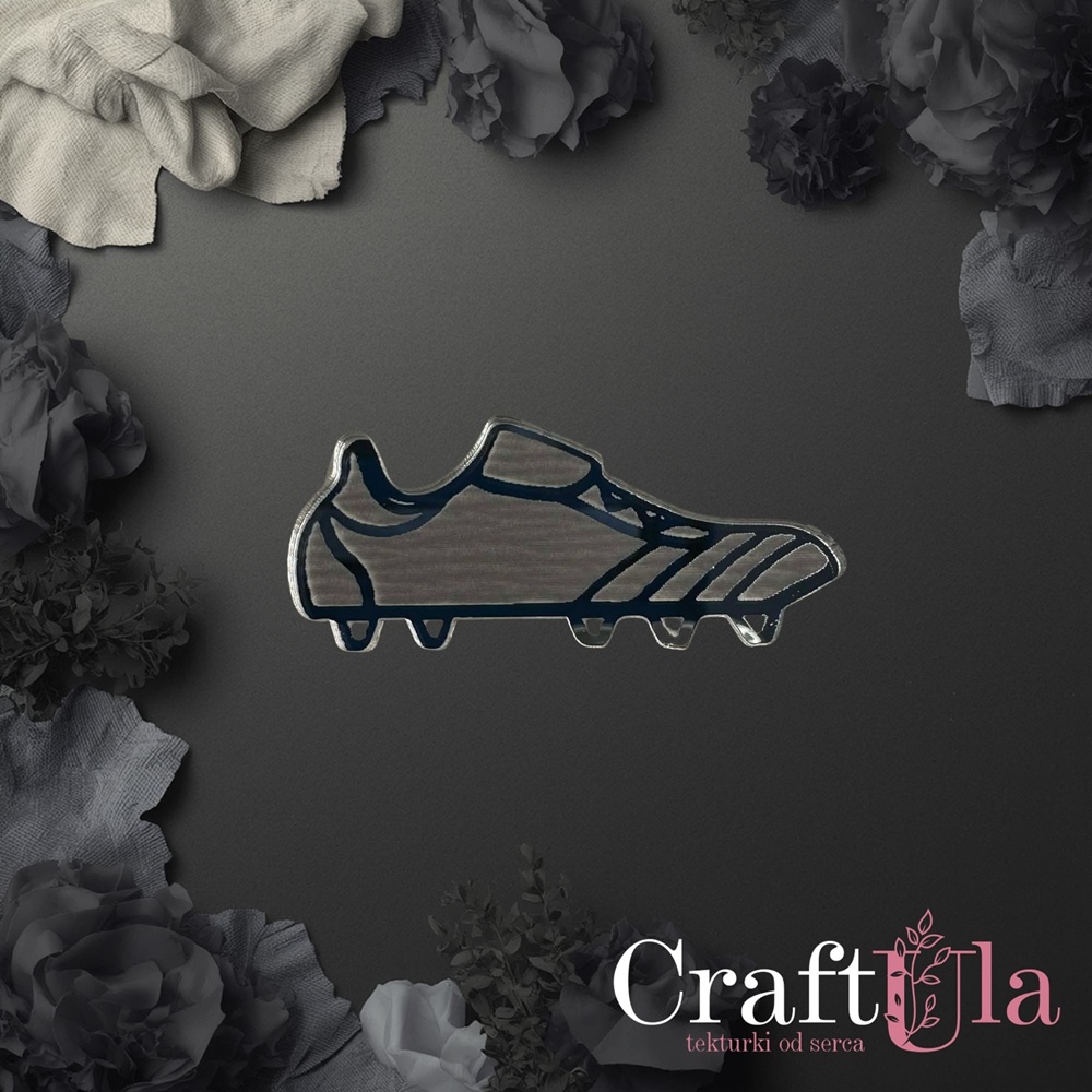 Mirrored silver plexiglass Football Shoes (2 pcs, 6x2,5cm)
