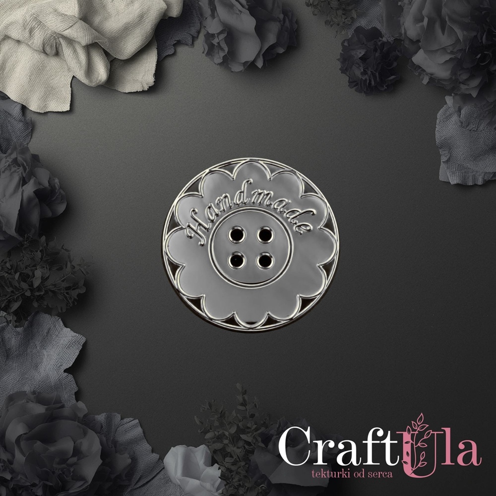 Mirrored silver plexiglass Handmade button 184 (2 pcs, dia 3cm)