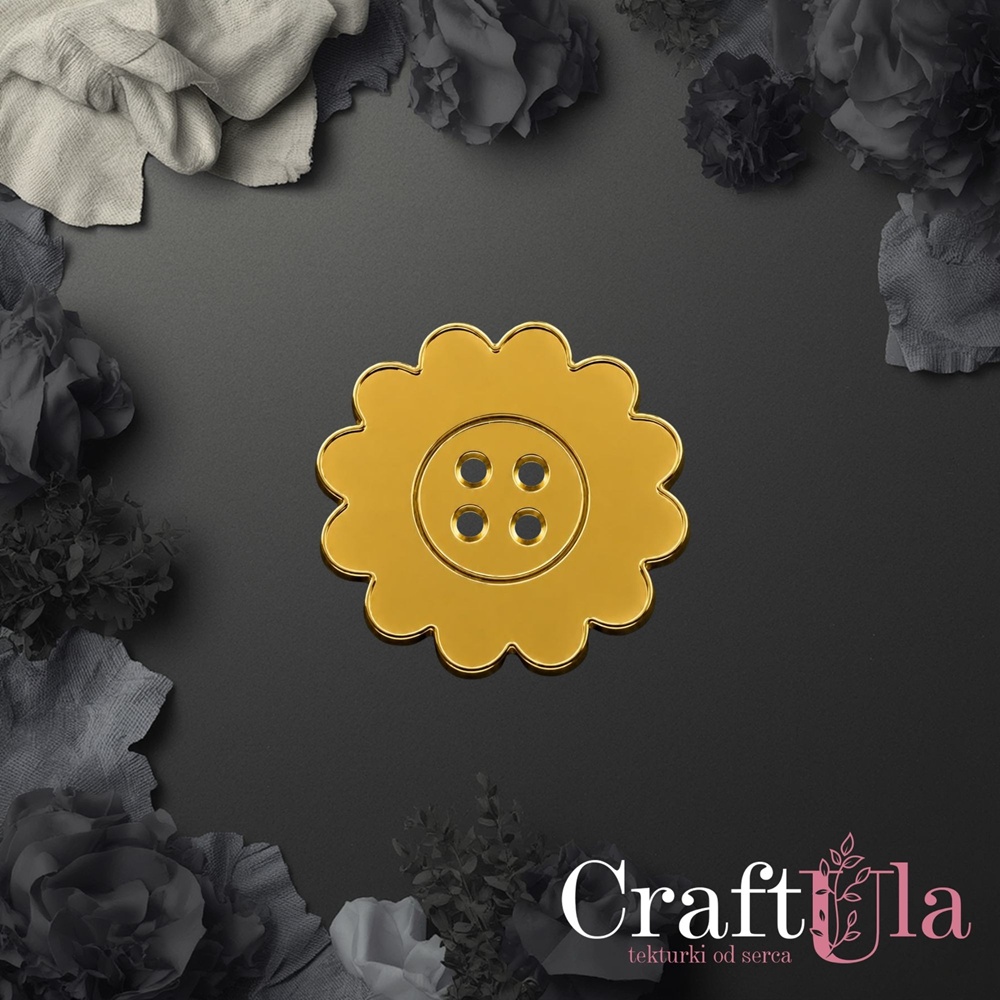 Mirrored gold plexiglass Handmade button 188 (2 pcs, dia 3cm)