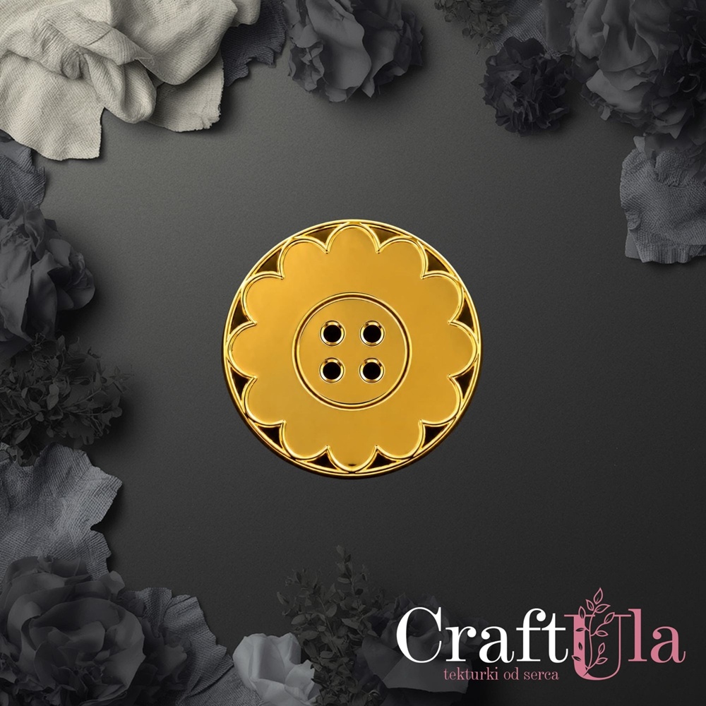 Mirrored gold plexiglass Handmade button 189 (2 pcs, dia 3cm)