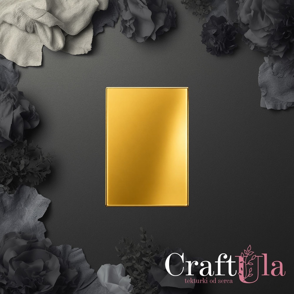 Mirrored gold plexiglass mini card base – Rectangle (2 pcs, 7,5x5,5cm)