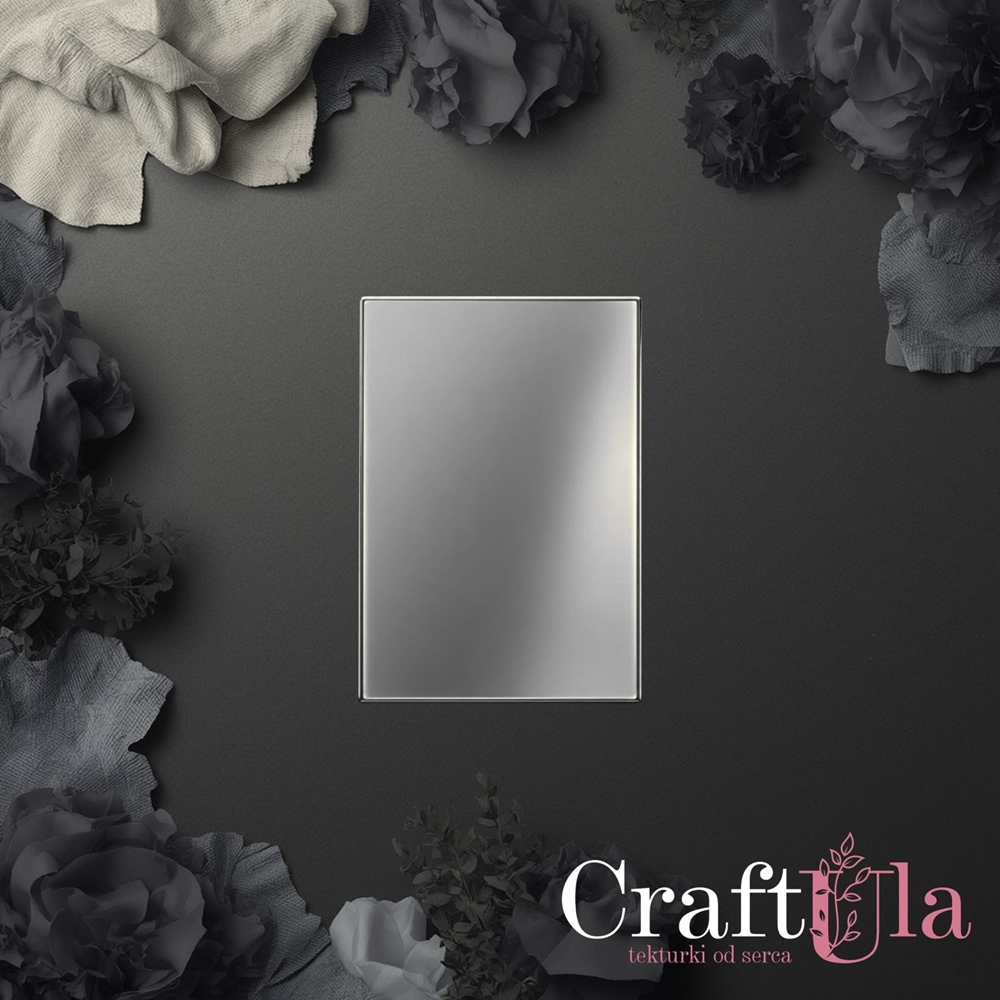 Mirrored silver plexiglass mini card base – Rectangle (2 pcs,7,5x5,5cm)