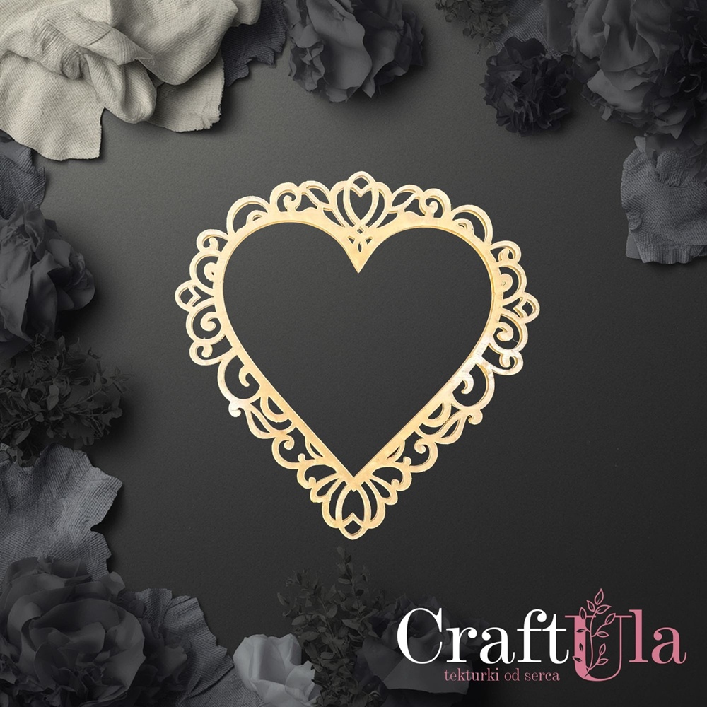 Mirrored gold plexiglass Frame Heart 200 (1 pcs, 9x9cm)