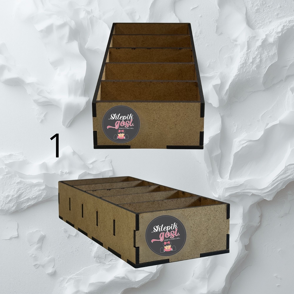 HDF box/organizer with compartments 1 (18x8,8x4 cm, 5 compartments)