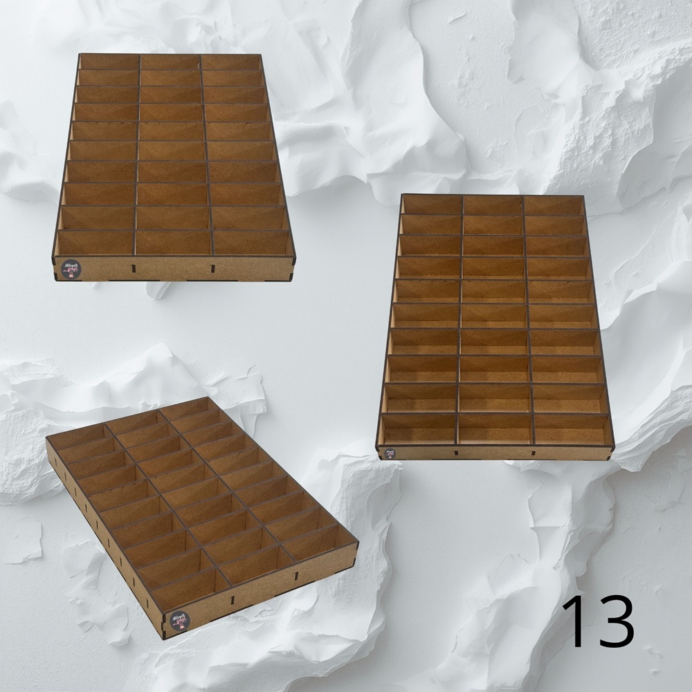 HDF box/organizer with compartments 13 (36,5x25,5x4 cm, 30 compartments)