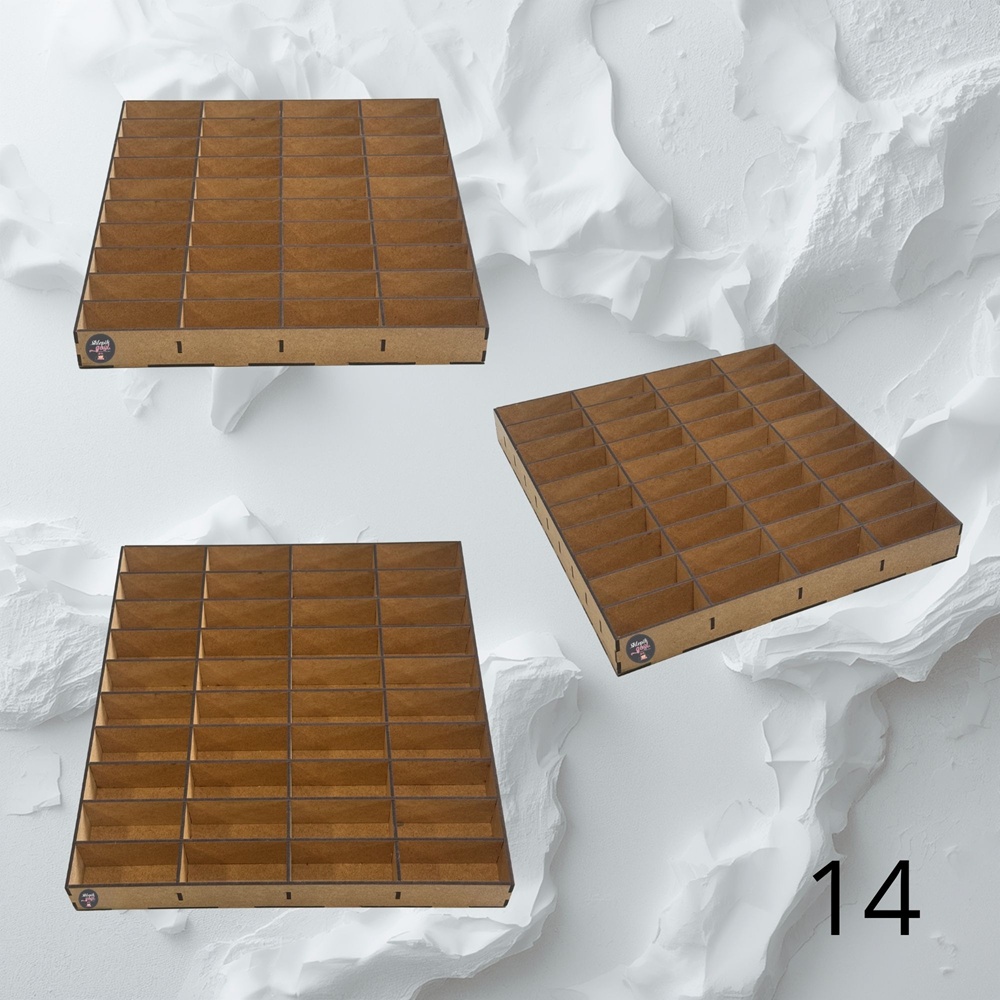 HDF box/organizer with compartments 14 (34x36,5x4 cm, 40 compartments)