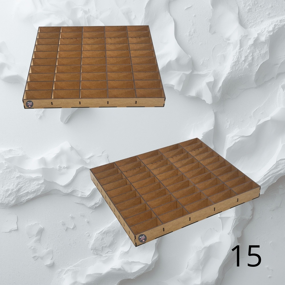 HDF box/organizer with compartments 15 (42x36,5x4 cm, 50 compartments)