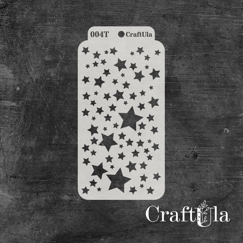 Stencil 0004T – Stars, 8x16 cm x 0,35 mm, semi-translucent