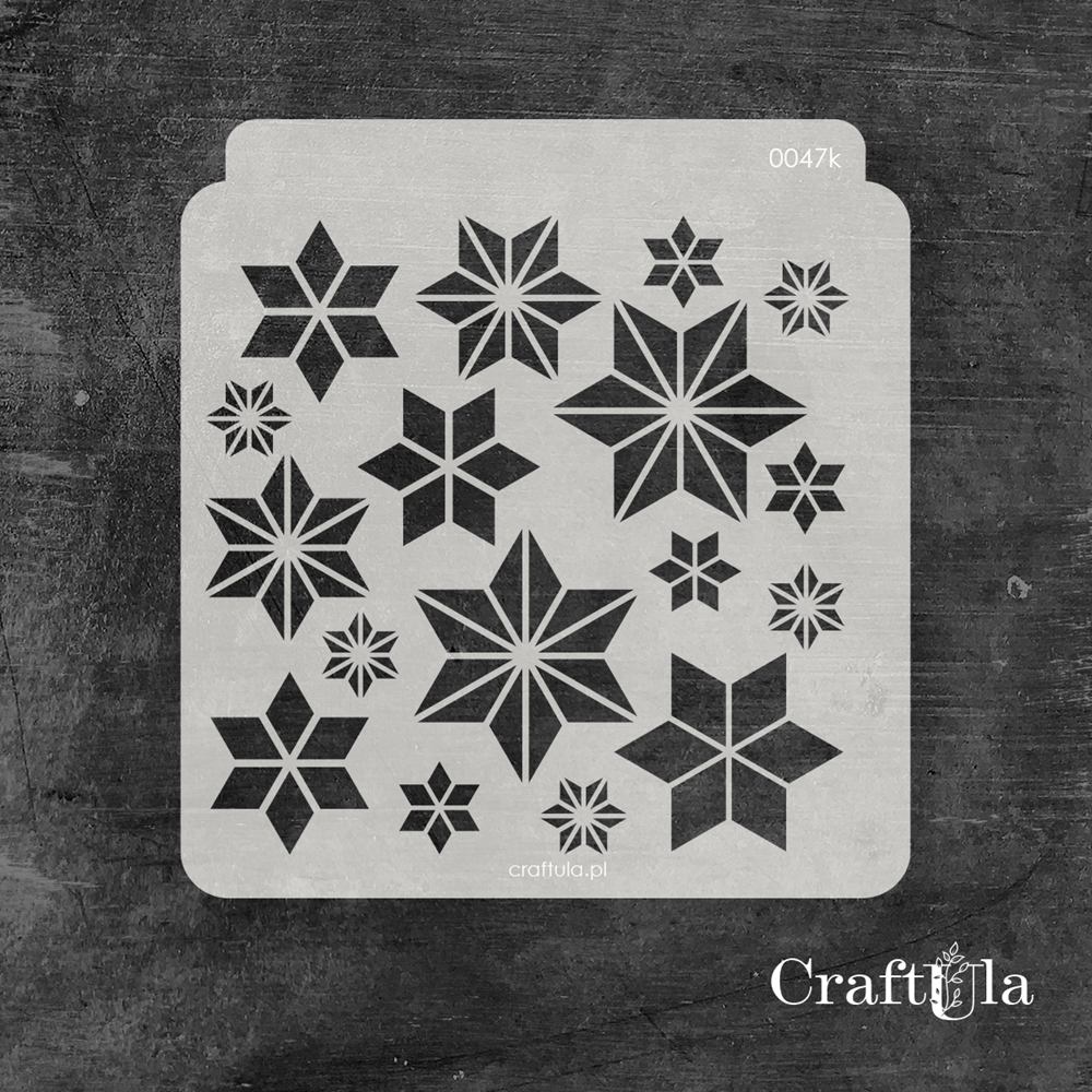 Stencil 0047k – Christmas Stars, 15x16 cm x 0,35 mm, semi-translucent