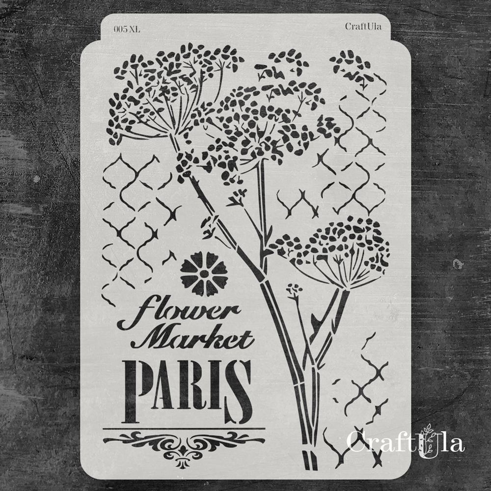 Stencil 005XL – Ornaments, 30x22 cm x 0,35 mm, semi-translucent