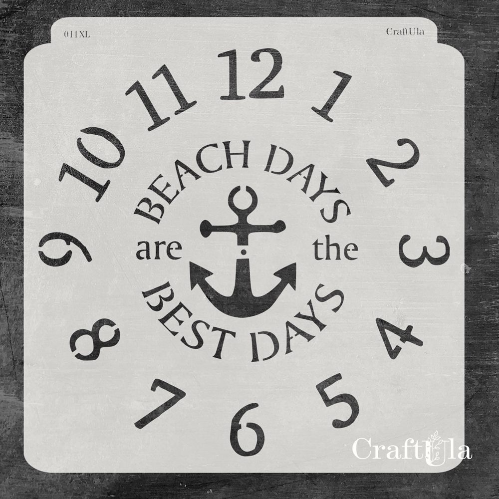 Stencil 011XL – Ahoj Clock – big, 30x22 cm x 0,35 mm, semi-translucent