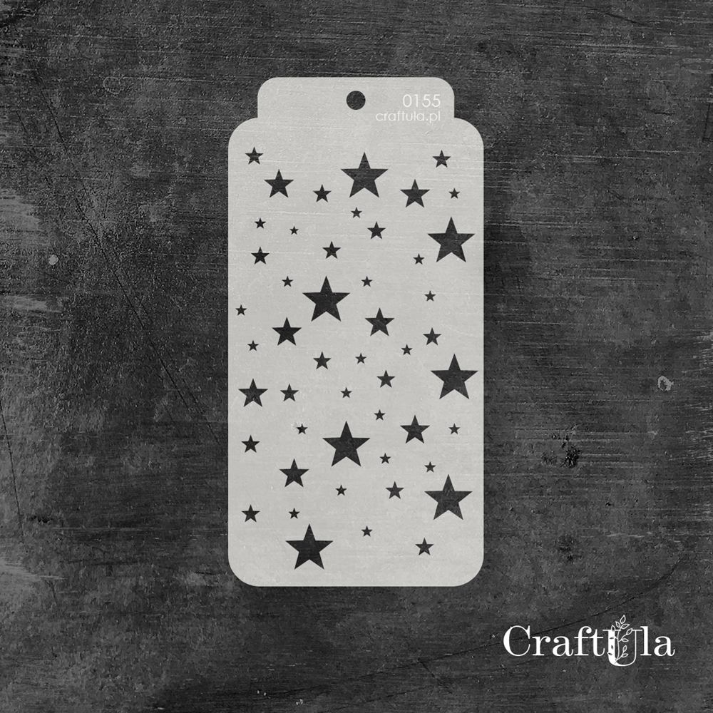 Stencil 0155 – Stars, 8x16 cm x 0,35 mm, semi-translucent
